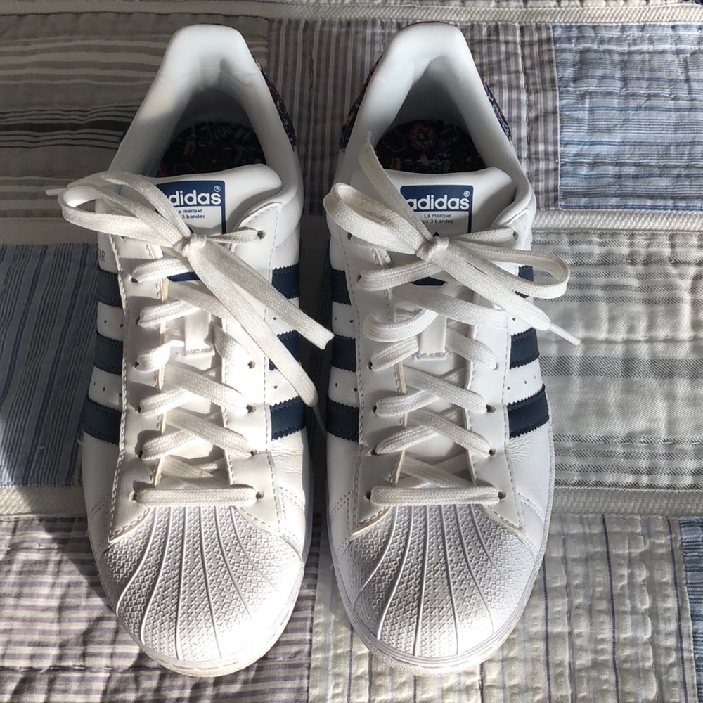 White and Blue Adidas